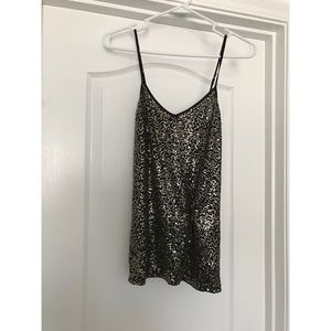 NEW without tags!! Gold sequins black cami.